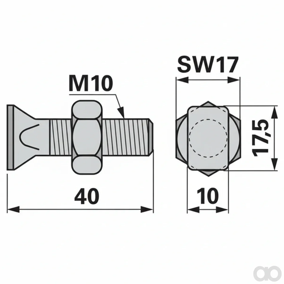 Prillinger - 00630510 - Fingerschraube M10 X 40 Mit Mutter