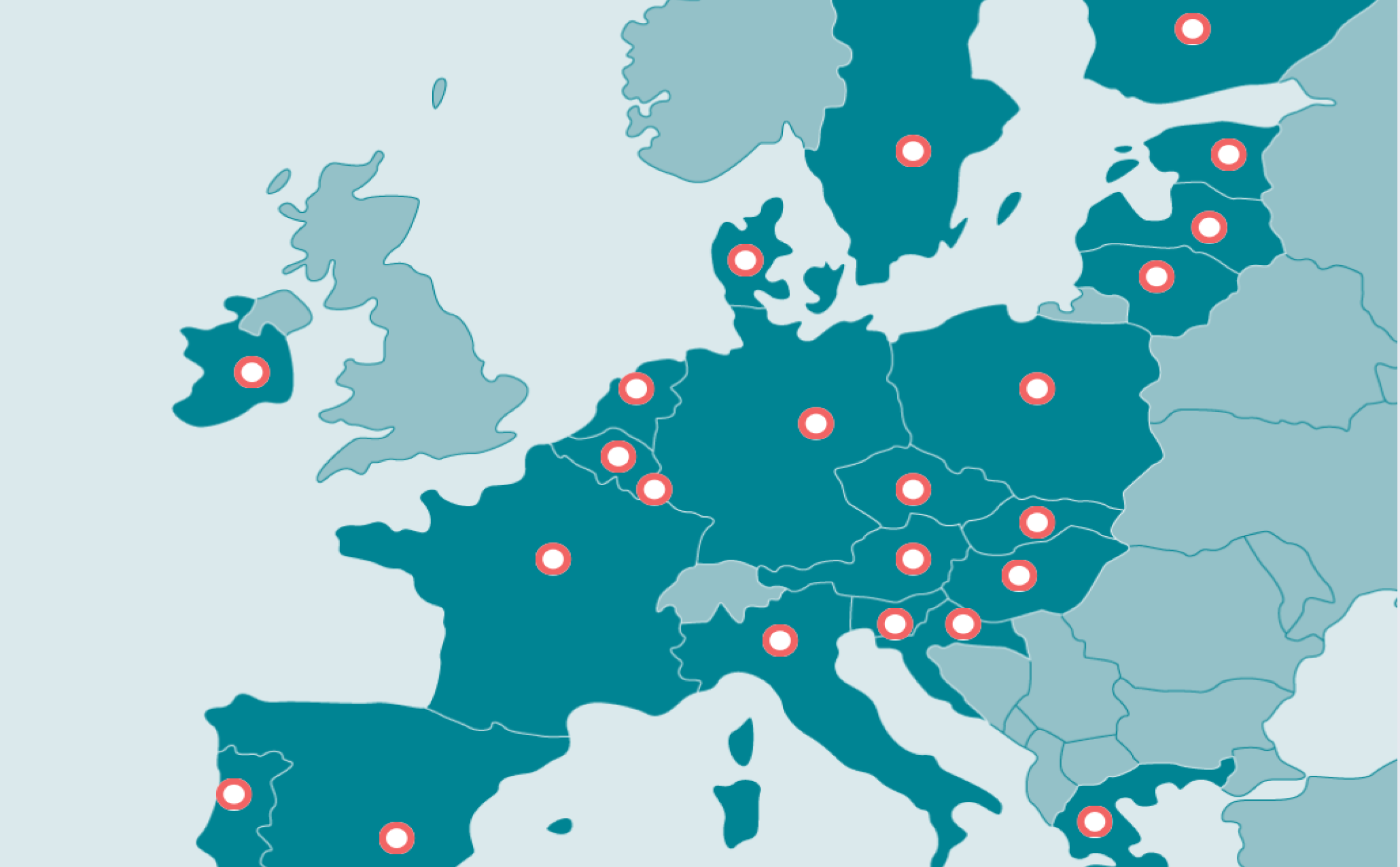 Europa-Karte mit Standorten